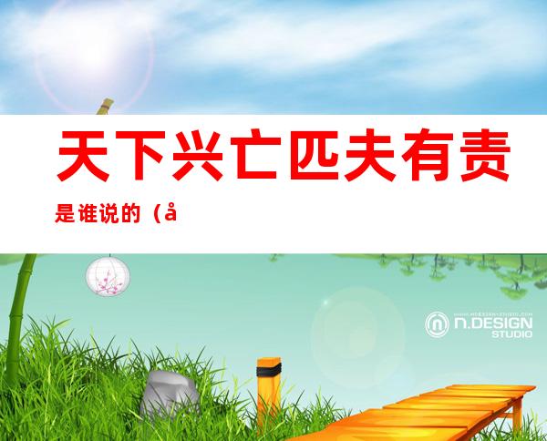 天下兴亡匹夫有责是谁说的(天下兴亡匹夫有责是谁说的话)
