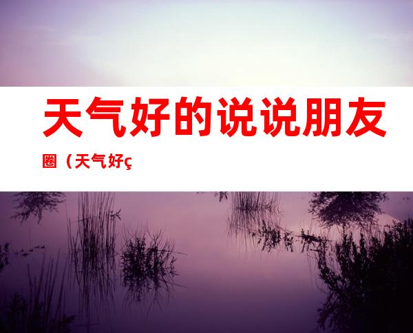 天气好的说说朋友圈（天气好的说说朋友圈小盆友）