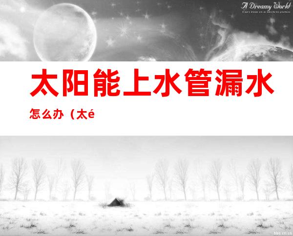 太阳能上水管漏水怎么办(太阳能上水管漏水怎么办,找水暖工么)