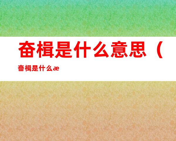 奋楫是什么意思(奋楫是什么意思呢)