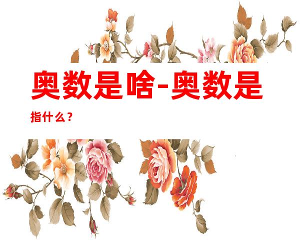 奥数是啥-奥数是指什么?