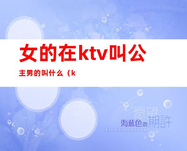 女的在ktv叫公主男的叫什么(ktv里面女的叫公主,男的叫什么)