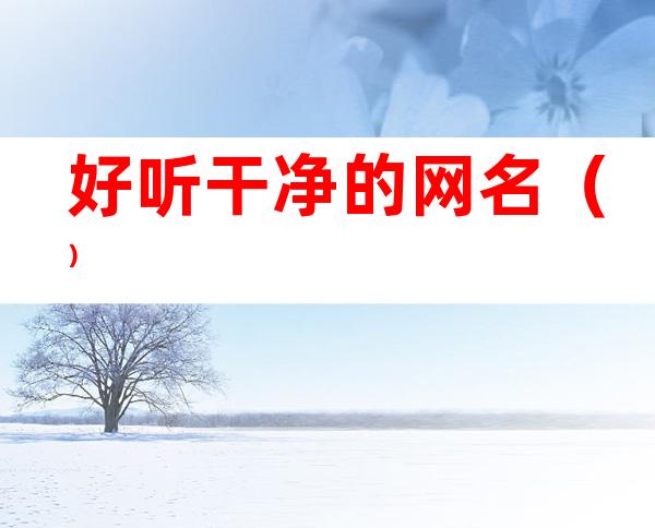 好听干净的网名()