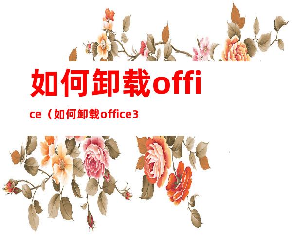 如何卸载office(如何卸载office32位)