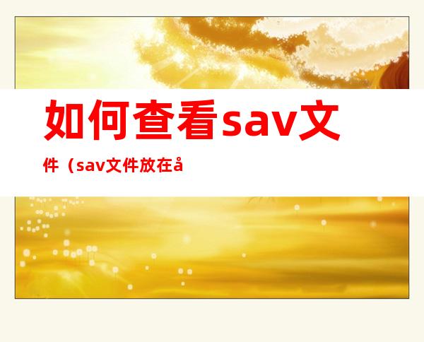 如何查看sav文件(sav文件放在哪里)