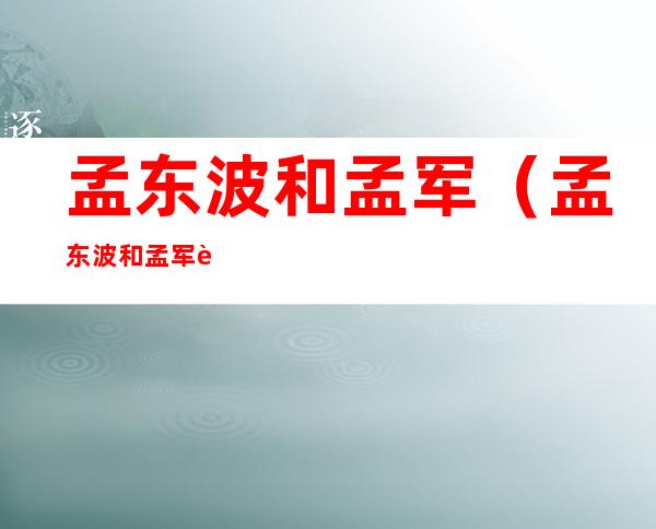 孟东波和孟军（孟东波和孟军谁厉害）