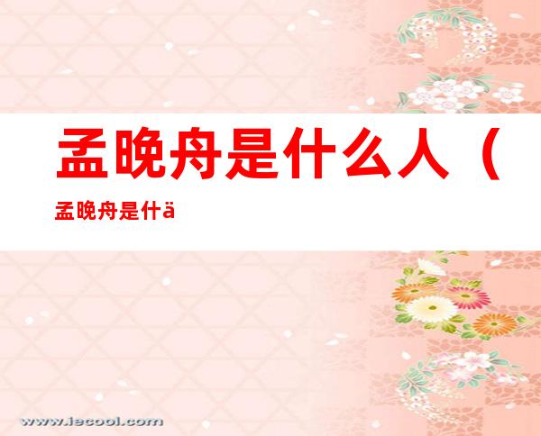 孟晚舟是什么人(孟晚舟是什么人物是做什么的)
