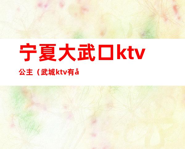 宁夏大武口ktv公主(武城ktv有公主吗)