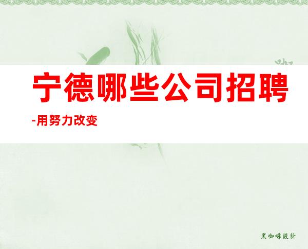 宁德哪些公司招聘-用努力改变