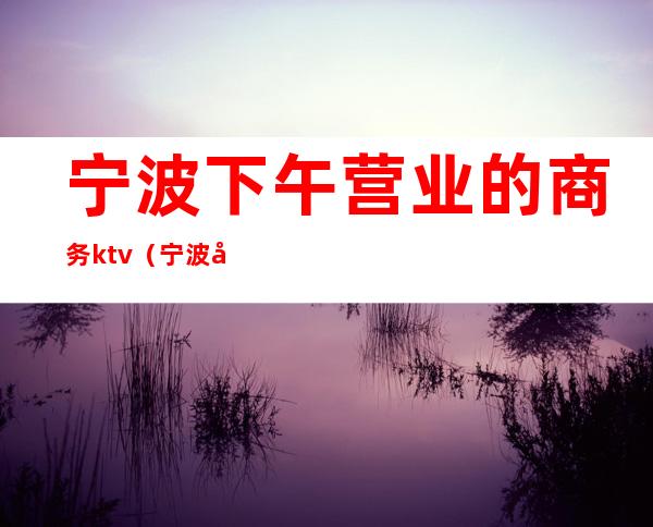 宁波下午营业的商务ktv（宁波刚开业的商场）