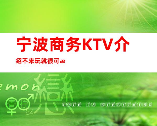 宁波商务KTV介绍 不来玩就很可惜