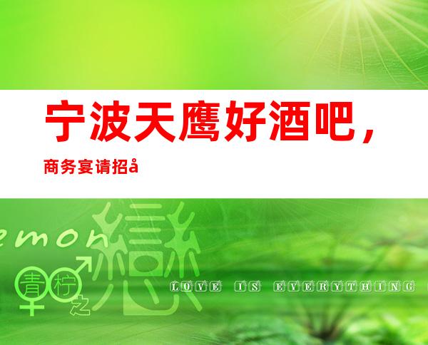 宁波天鹰好酒吧,商务宴请招待客户的好地方
