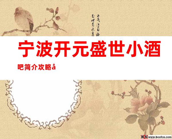 宁波开元盛世小酒吧简介攻略/开元盛世包厢怎么预定。