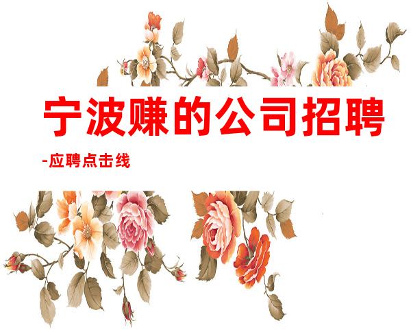 宁波赚的公司招聘-应聘点击线上咨询
