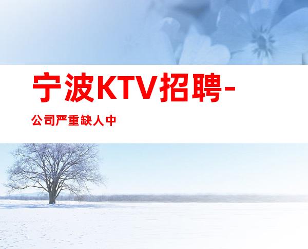 宁波KTV招聘-公司严重缺人中