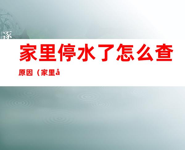 家里停水了怎么查原因(家里停水了怎么查原因租房)