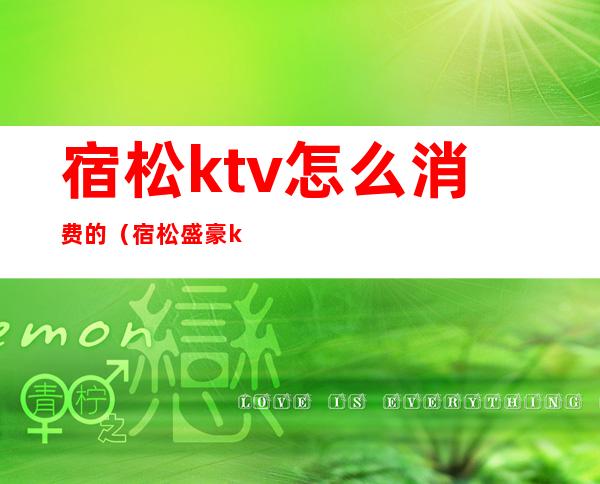宿松ktv怎么消费的(宿松盛豪ktv电话)