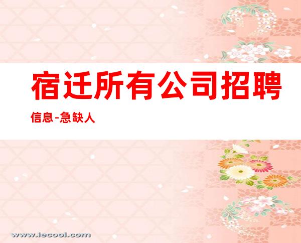 宿迁所有公司招聘信息-急缺人急缺人