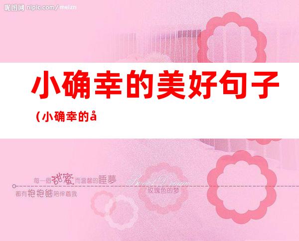 小确幸的美好句子(小确幸的唯美句子)