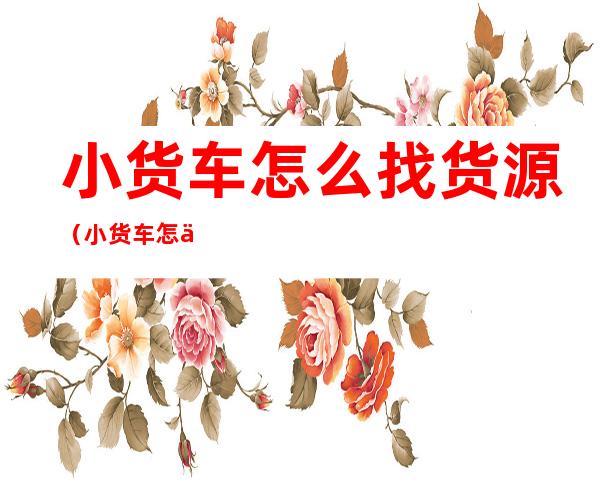小货车怎么找货源(小货车怎么找货源卖)