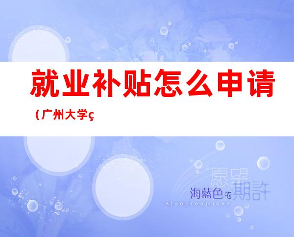 就业补贴怎么申请(广州大学生就业补贴怎么申请)