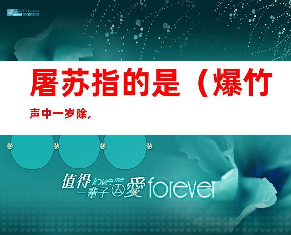 屠苏指的是(爆竹声中一岁除,春风送暖入屠苏指的是)