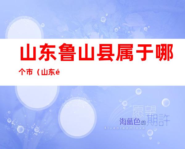 山东鲁山县属于哪个市（山东鲁山县属于哪个市管）