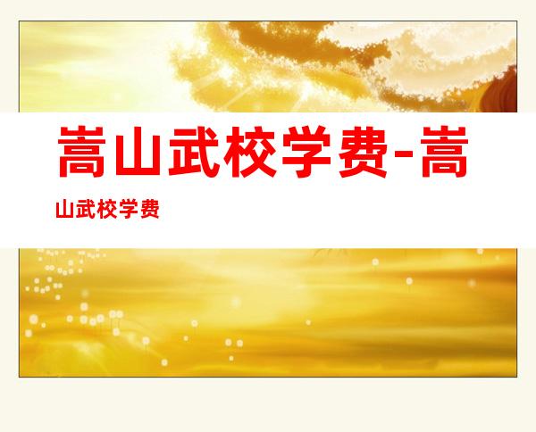 嵩山武校学费-嵩山武校学费