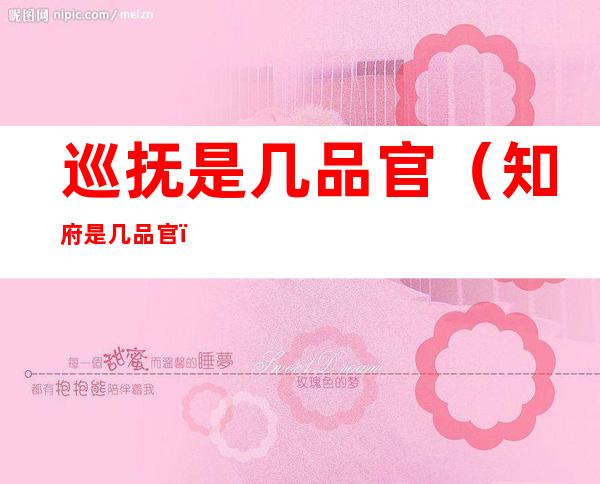 巡抚是几品官(知府是几品官)