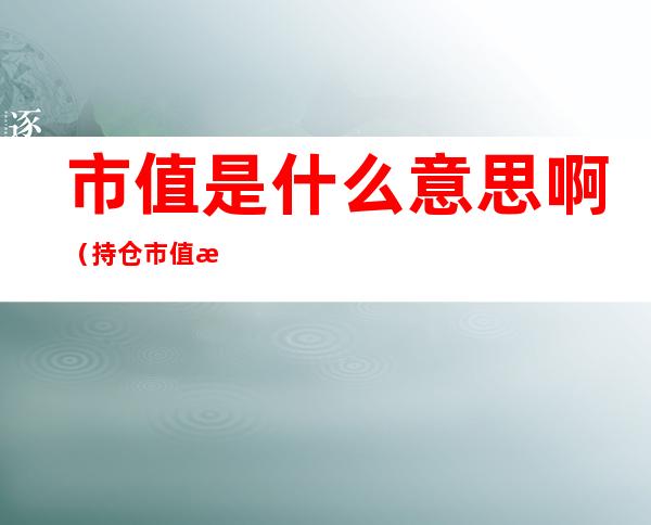 市值是什么意思啊(持仓市值是什么意思啊)