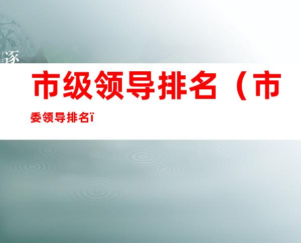 市级领导排名（市委领导排名）