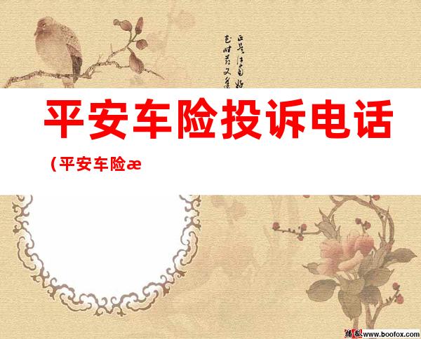 平安车险投诉电话(平安车险投诉电话95512)