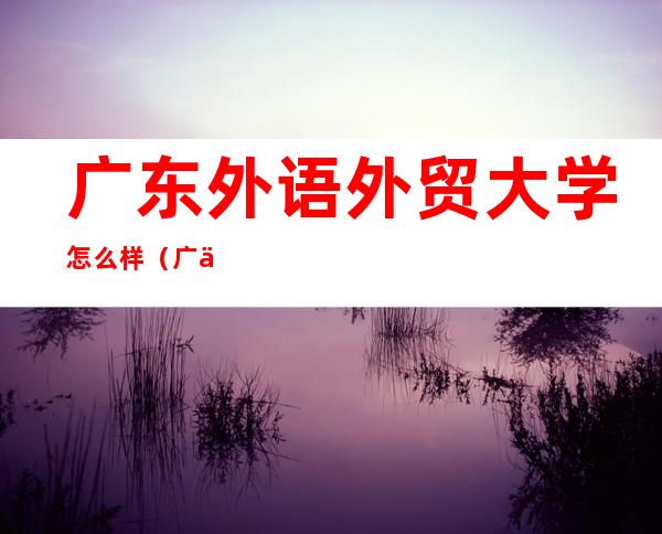 广东外语外贸大学怎么样(广东外语外贸大学怎么样跟中山大学)