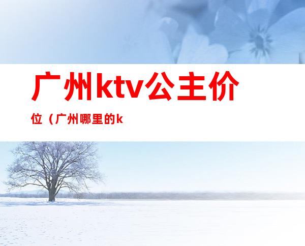 广州ktv公主价位(广州哪里的ktv有公主)