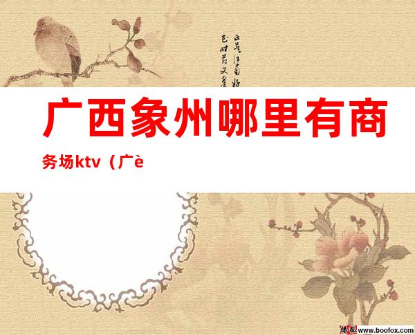 广西象州哪里有商务场ktv(广西象州有批发市场吗)