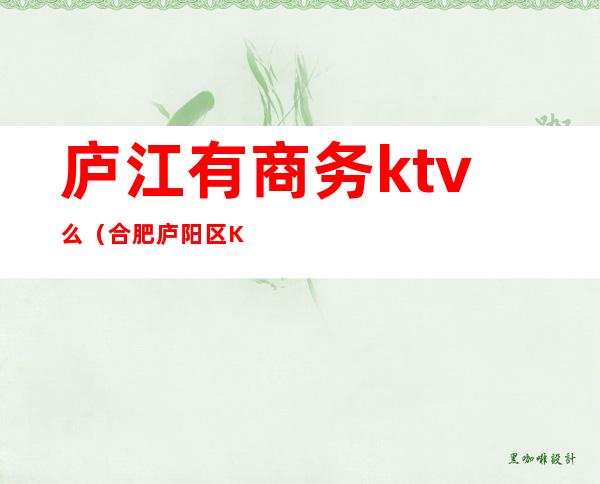 庐江有商务ktv么(合肥庐阳区KTV)