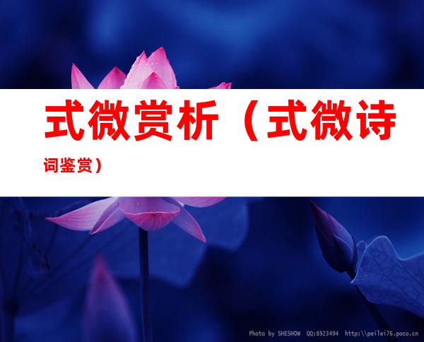 式微赏析(式微诗词鉴赏)