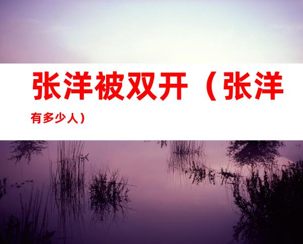 张洋被双开(张洋有多少人)