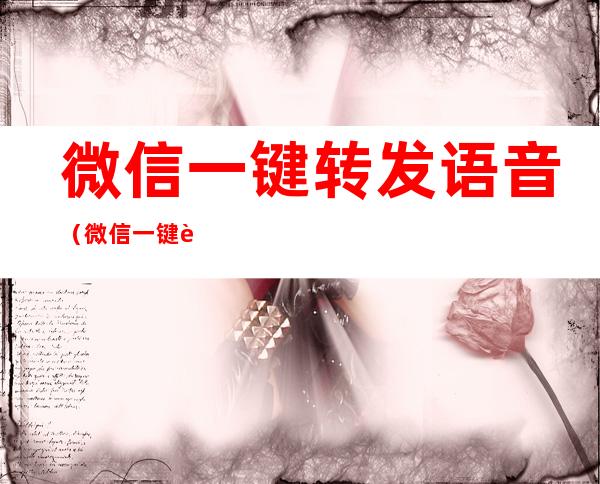 微信一键转发语音(微信一键转发语音软件下载)