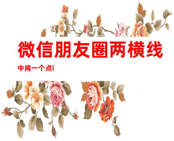 微信朋友圈两横线中间一个点(微信朋友圈两横线中间一个点什么意思)