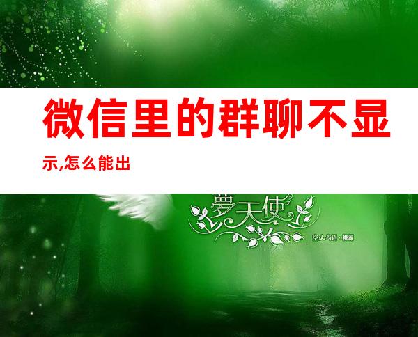 微信里的群聊不显示,怎么能出来(微信不显示群聊怎么弄出来)