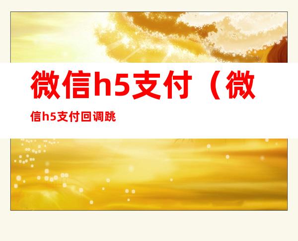 微信h5支付(微信h5支付回调跳转地址)