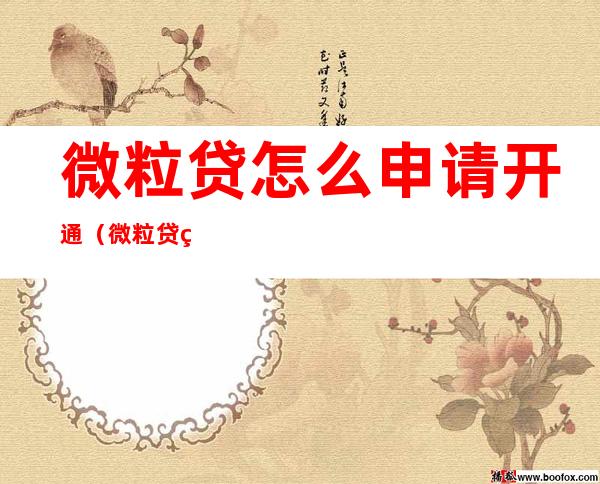 微粒贷怎么申请开通(微粒贷申请开通要多长时间)