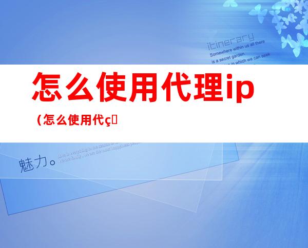 怎么使用代理ip(怎么使用代理Ip)