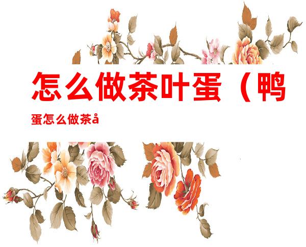 怎么做茶叶蛋(鸭蛋怎么做茶叶蛋)