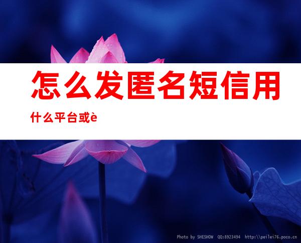 怎么发匿名短信用什么平台或软件(哪个软件可以发匿名短信)