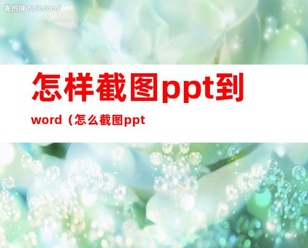 怎样截图ppt到word（怎么截图ppt）