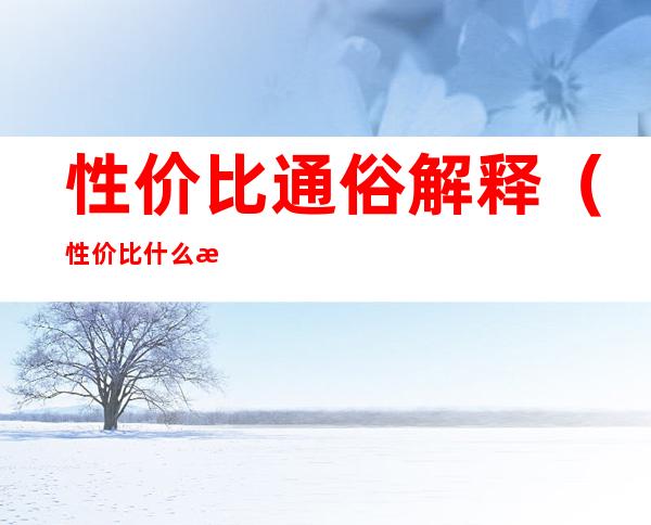 性价比通俗解释(性价比什么意思通俗一点)