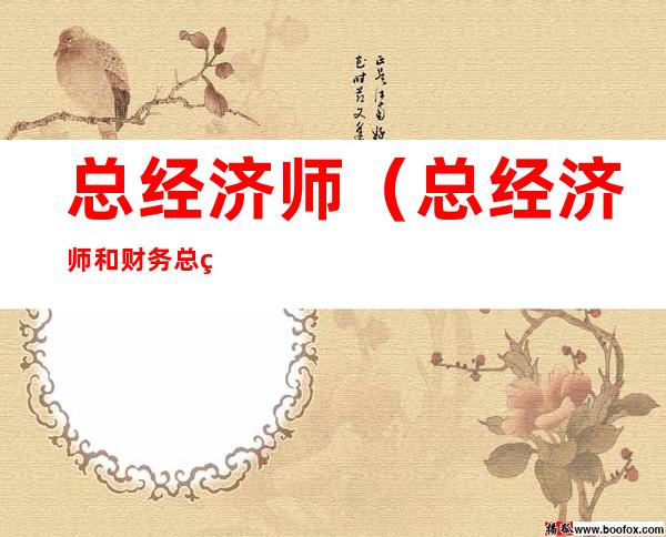 总经济师（总经济师和财务总监的区别）