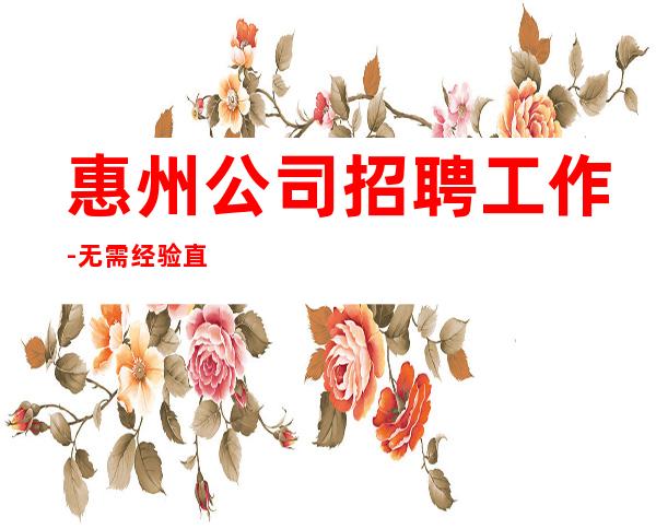 惠州公司招聘工作-无需经验直接入职待遇好